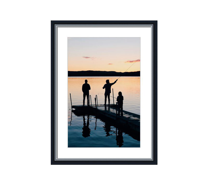 Classic Black wooden frame with silver line